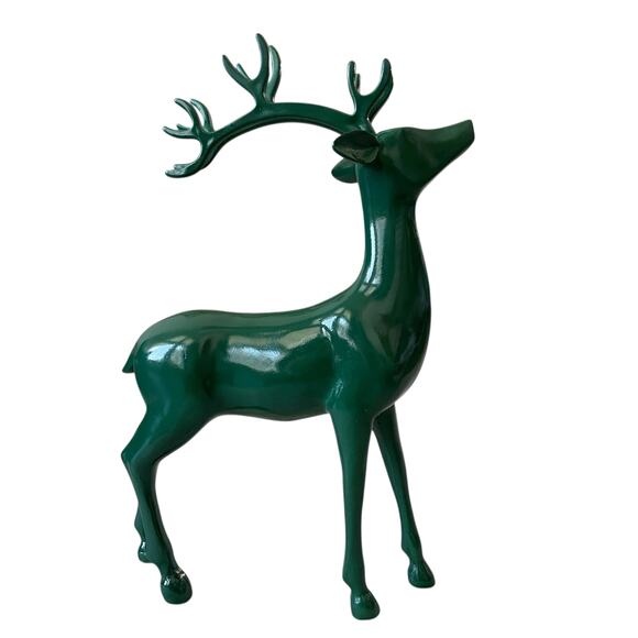 Emerald Green Standing Reindeer 13" Resin Christmas Holiday Decor New - Picture 11 of 14